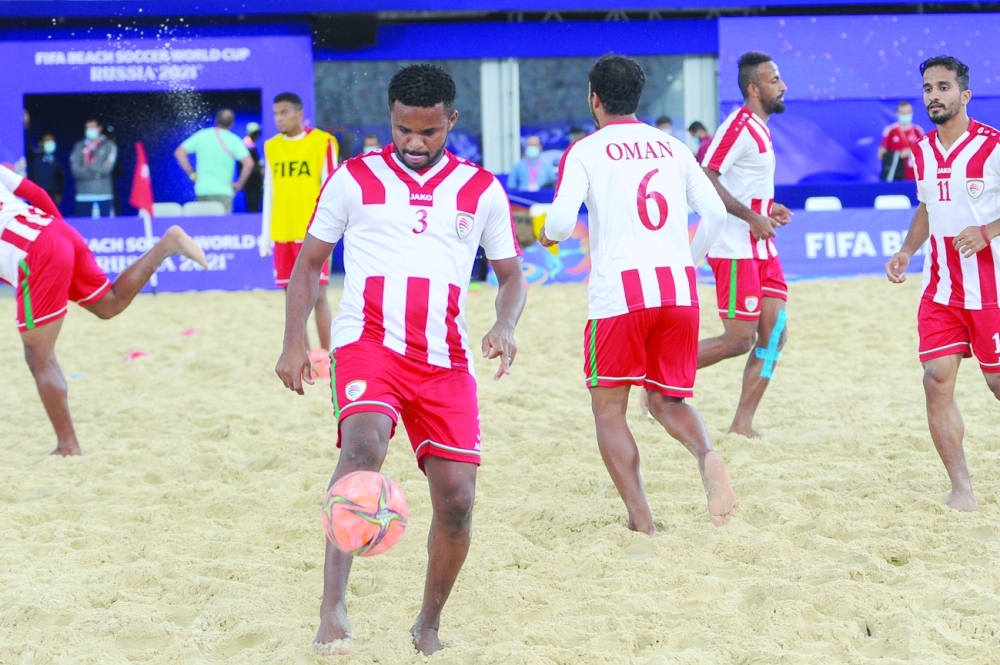 جانب من الحصة التدريبات للمنتخب الوطني لكرة القدم الشاطئية 