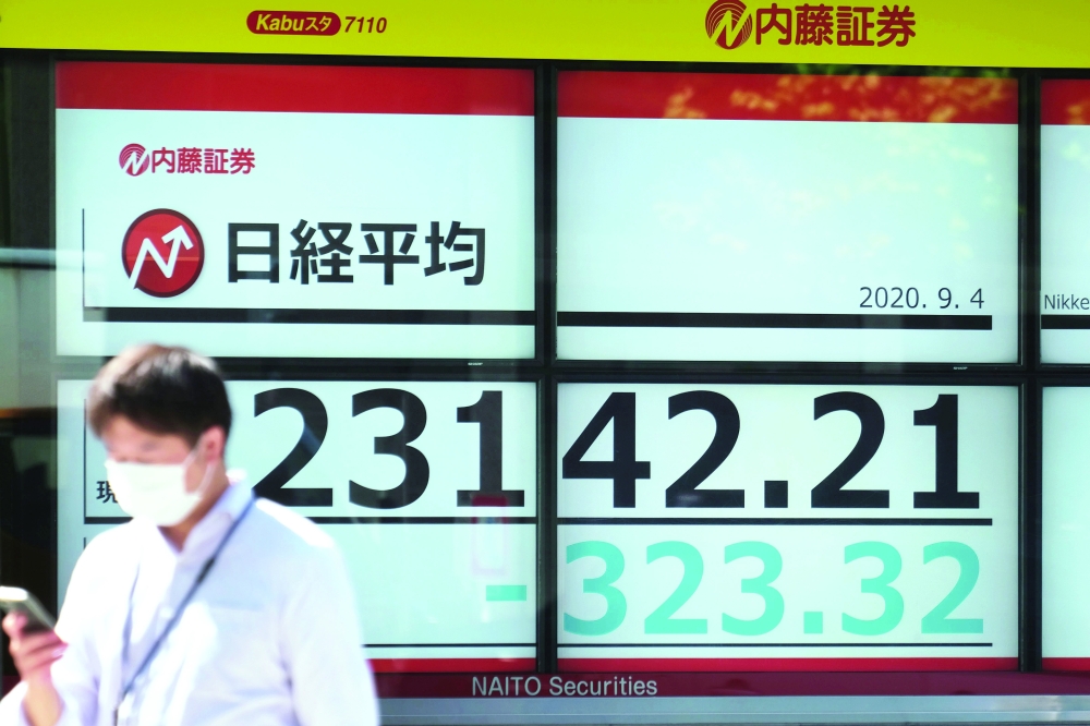 إحدى شاشات التداول في بورصة طوكيو. أ ف ب