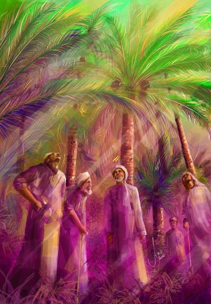 من أعمال الفنان عبدالعزيز الشحي المستلهمة من البيئة العمانية