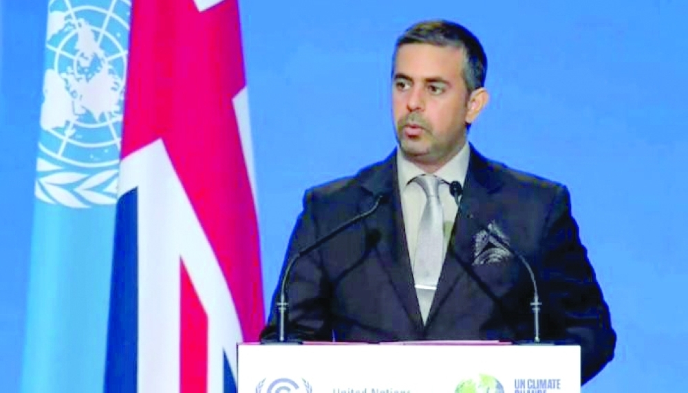 رئيس هيئة الطيران المدني يلقي كلمة سلطنة عمان. 
