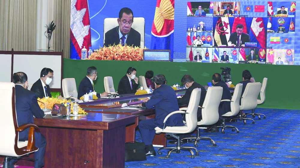 من قمة "الصين - آسيان" الافتراضية. 